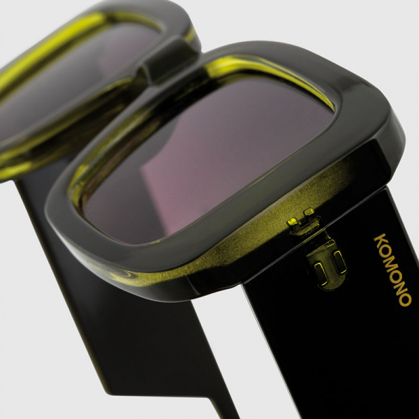 Komono Sonnenbrille Avery Matrix grün, Gläser dunkelblau bis rot getönt, detail